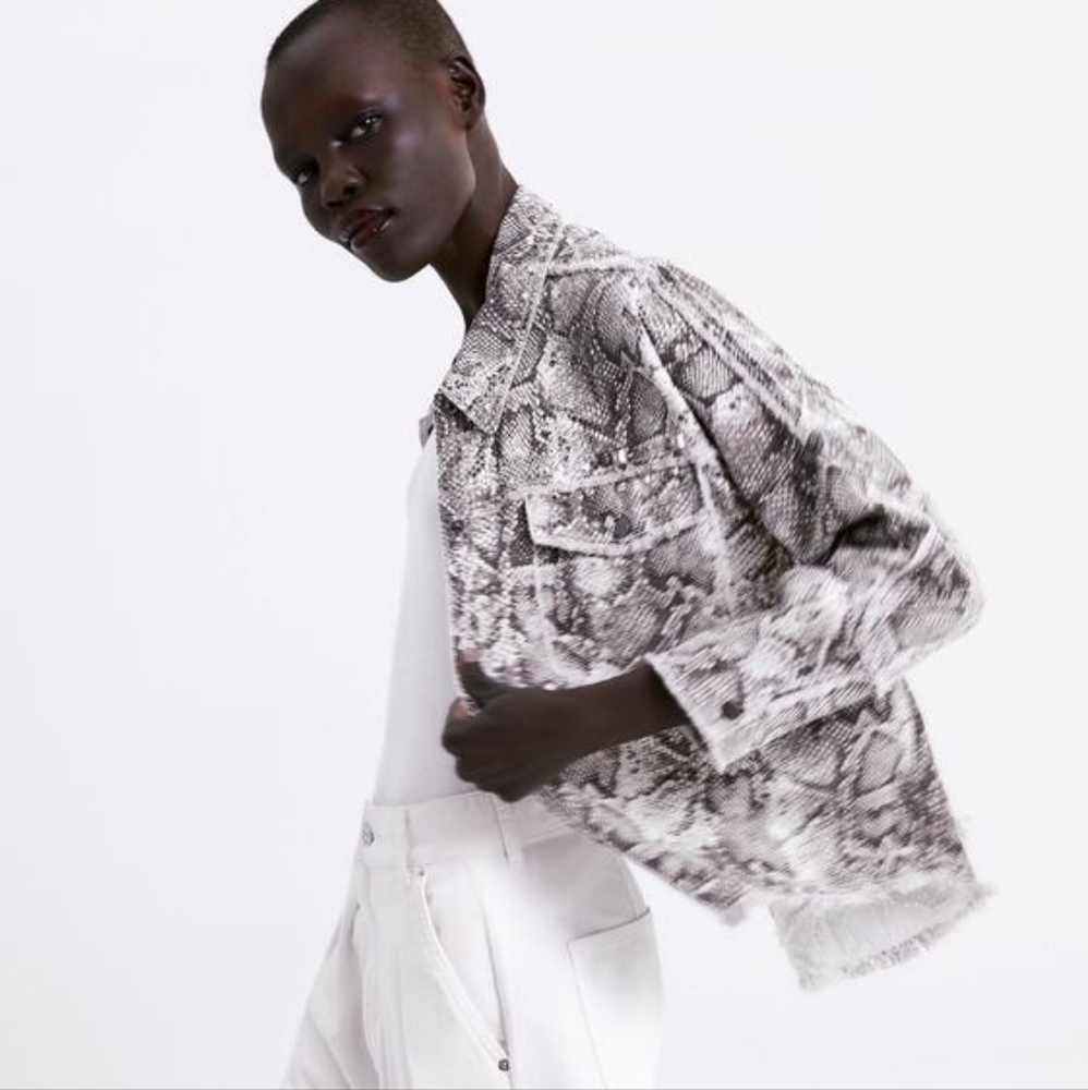 Zara Black and White Snake Print Jacket